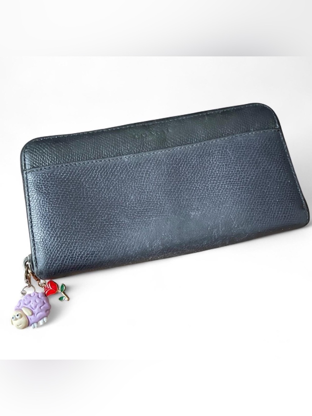 Coach Black Leather Zip Around Wallet Wristlet Clutch Organizer